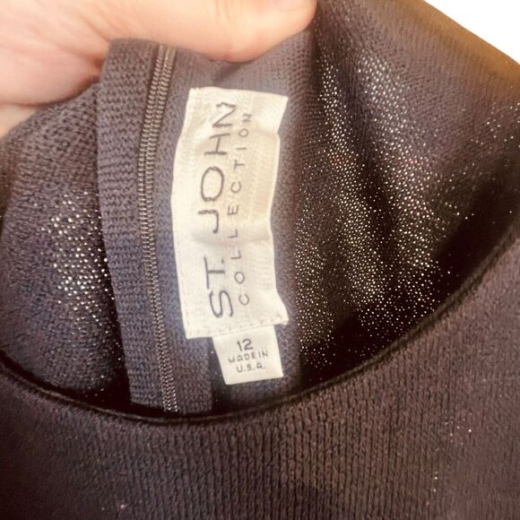 St. John Collection Textured Stretch Knit Sleeveless Dress - Picture 3 of 12